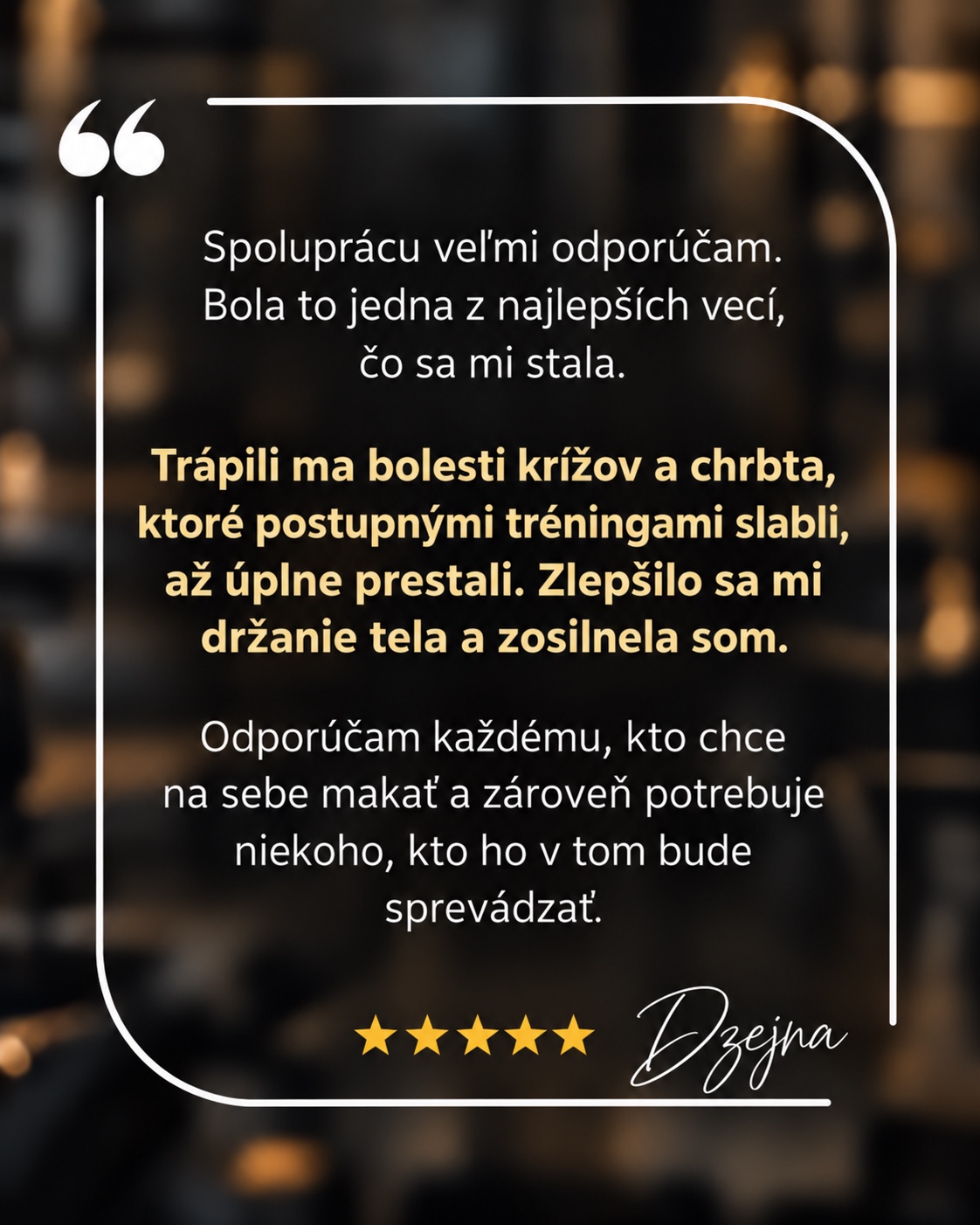 Recenzia klientky Džejna
